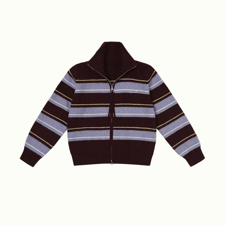 Rugby Stripe Knit Pet Human Matching Sweater with Zipper