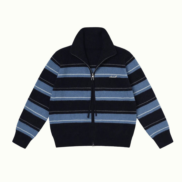 Rugby Stripe Knit Pet Human Matching Sweater with Zipper