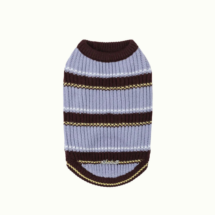 Rugby Stripe Knit Pet Human Matching Sweater with Zipper