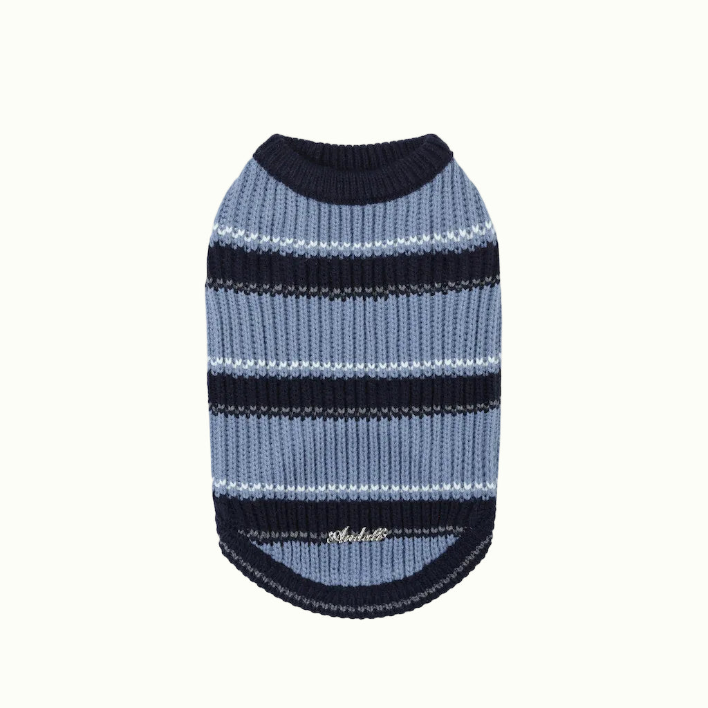 Rugby Stripe Knit Pet Human Matching Sweater with Zipper