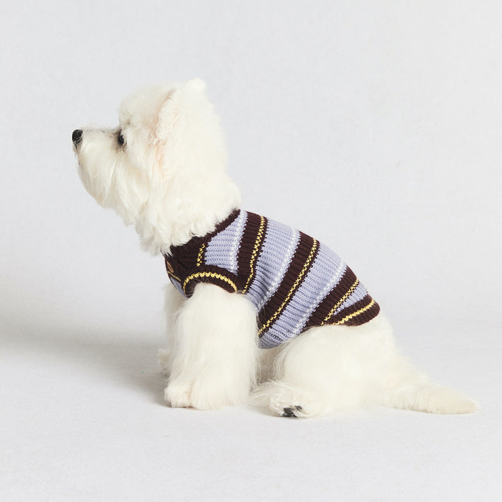 Rugby Stripe Knit Pet Human Matching Sweater with Zipper