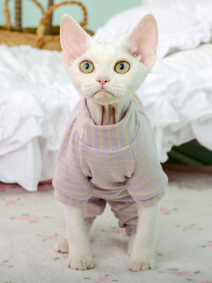 Velvet Striped Sphynx Cat Onesies Pajamas