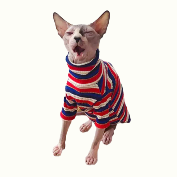 Stripes Turtleneck Sphynx Cat Sweaters