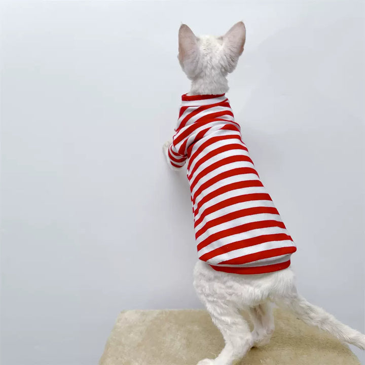 Classic Striped Sphynx Cat Tee Shirt