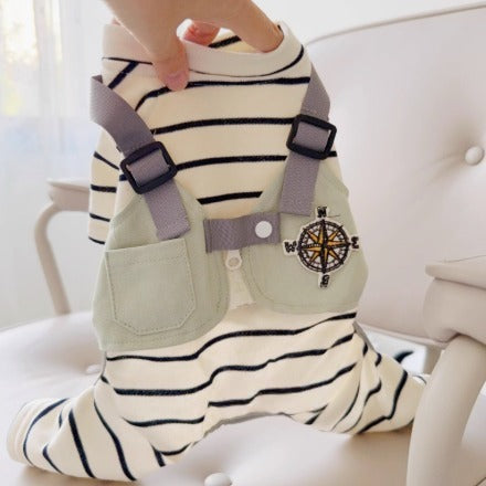 Striped Workshop Clothes Pet Onesies Pajamas