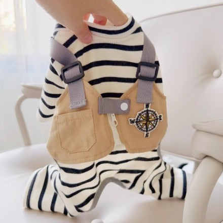Striped Workshop Clothes Pet Onesies Pajamas