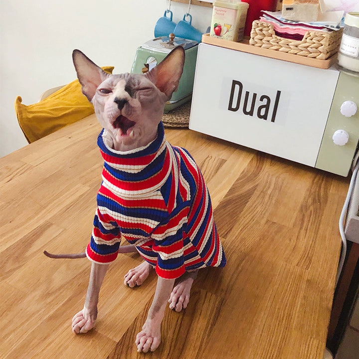 Stripes Turtleneck Sphynx Cat Sweaters