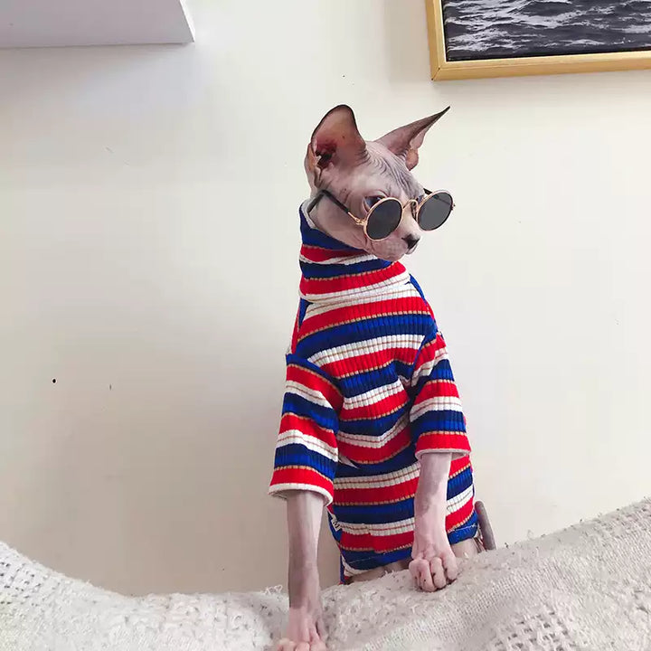 Stripes Turtleneck Sphynx Cat Sweaters