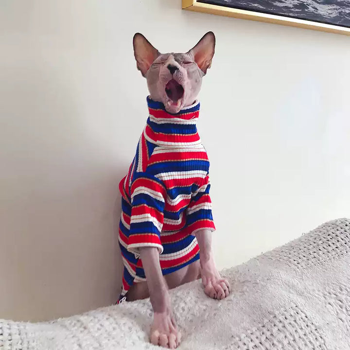 Stripes Turtleneck Sphynx Cat Sweaters