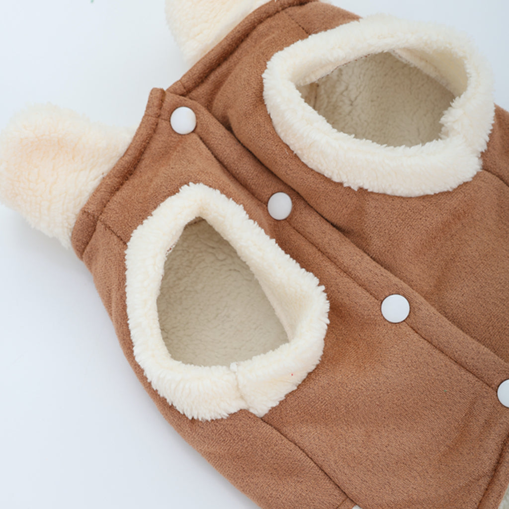 Suede Button Through Pet Jacket with Hook