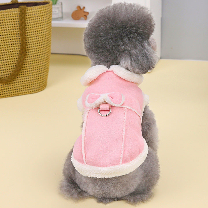 Suede Button Through Pet Jacket with Hook