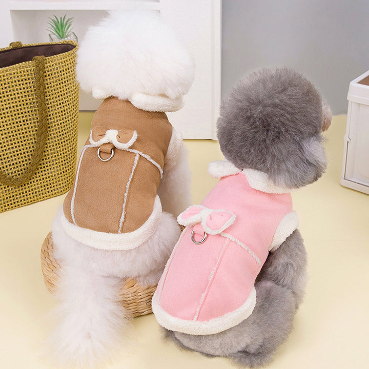 Suede Button Through Pet Jacket with Hook