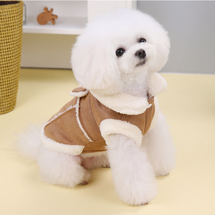 Suede Button Through Pet Jacket with Hook