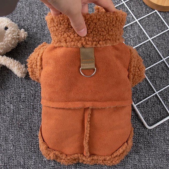 Suede Button Through Pet Jacket with Hook