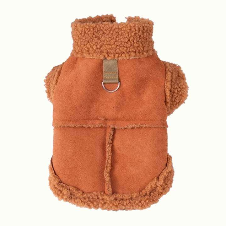 Suede Button Through Pet Jacket with Hook