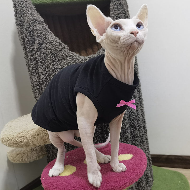 Pink Bow Black Sphynx Cat Tank Top