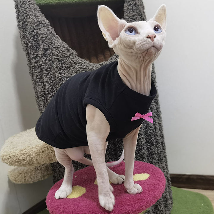 Pink Bow Black Sphynx Cat Tank Top