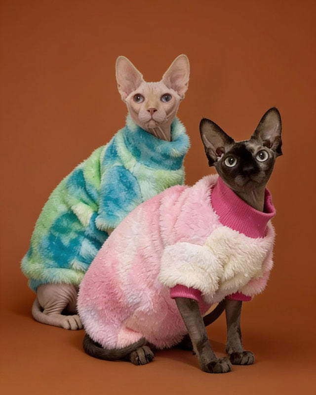 Tie Dye Sphynx Cat Fleece Onesies and Sweaters CityBear