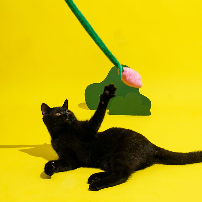 Tulip Flower Plush Cat Teaser Wand Toy
