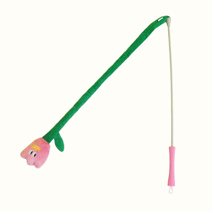 Tulip Flower Plush Cat Teaser Wand Toy