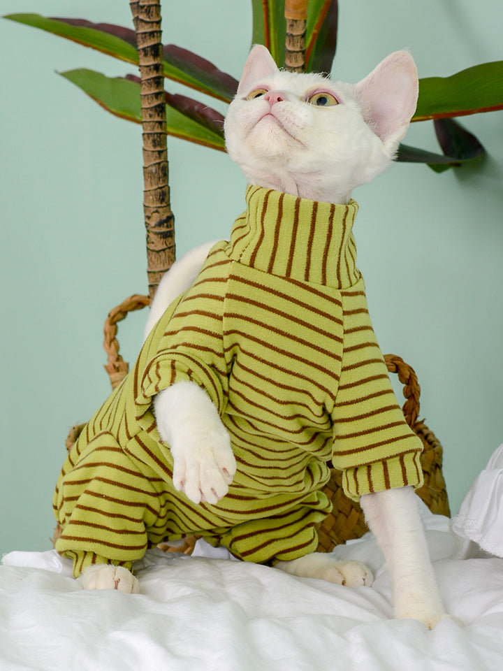 Velvet Striped Sphynx Cat Onesies Pajamas