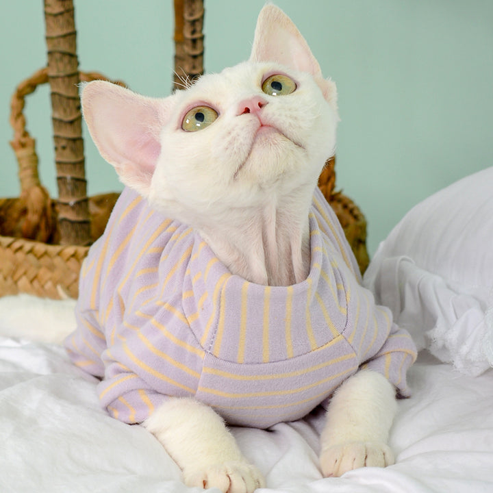 Velvet Striped Sphynx Cat Onesies Pajamas