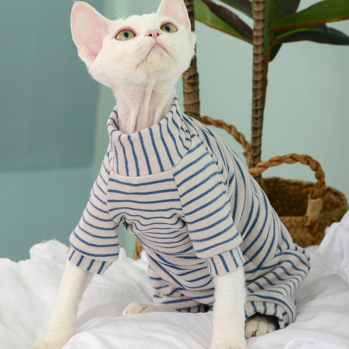 Velvet Striped Sphynx Cat Onesies Pajamas