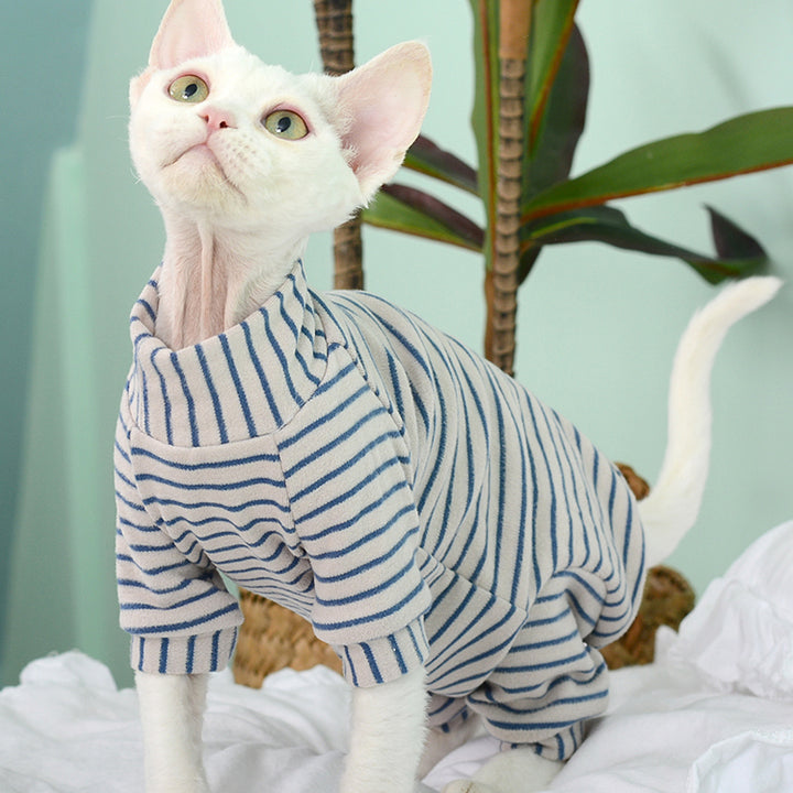 Velvet Striped Sphynx Cat Onesies Pajamas