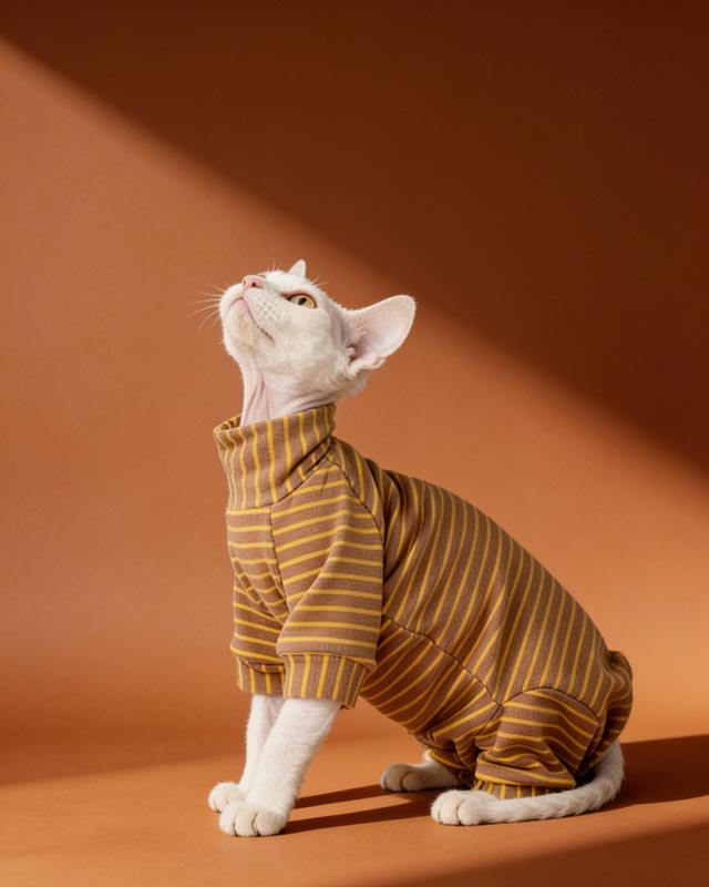 Velvet Striped Sphynx Cat Onesies Pajamas CityBear