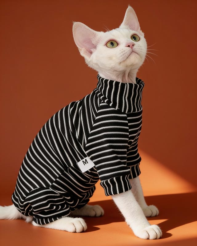 Velvet Striped Sphynx Cat Onesies Pajamas CityBear
