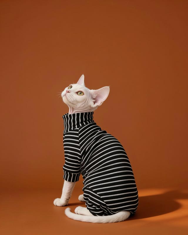 Velvet Striped Sphynx Cat Onesies Pajamas CityBear