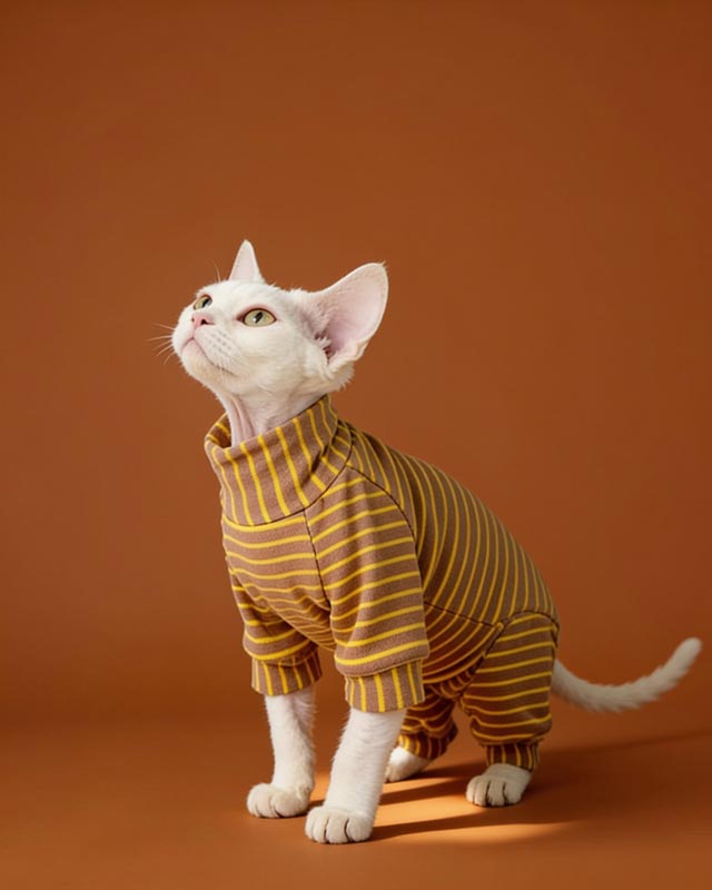 Velvet Striped Sphynx Cat Onesies Pajamas CityBear