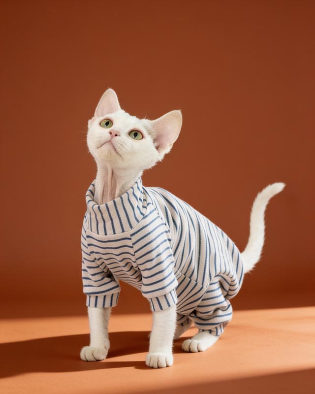 Velvet Striped Sphynx Cat Onesies Pajamas CityBear