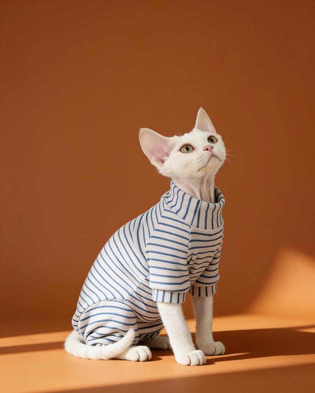 Velvet Striped Sphynx Cat Onesies Pajamas CityBear