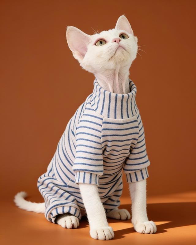 Velvet Striped Sphynx Cat Onesies Pajamas CityBear