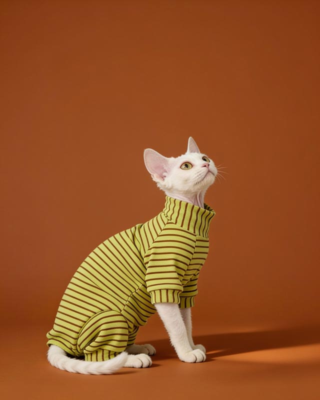 Velvet Striped Sphynx Cat Onesies Pajamas CityBear