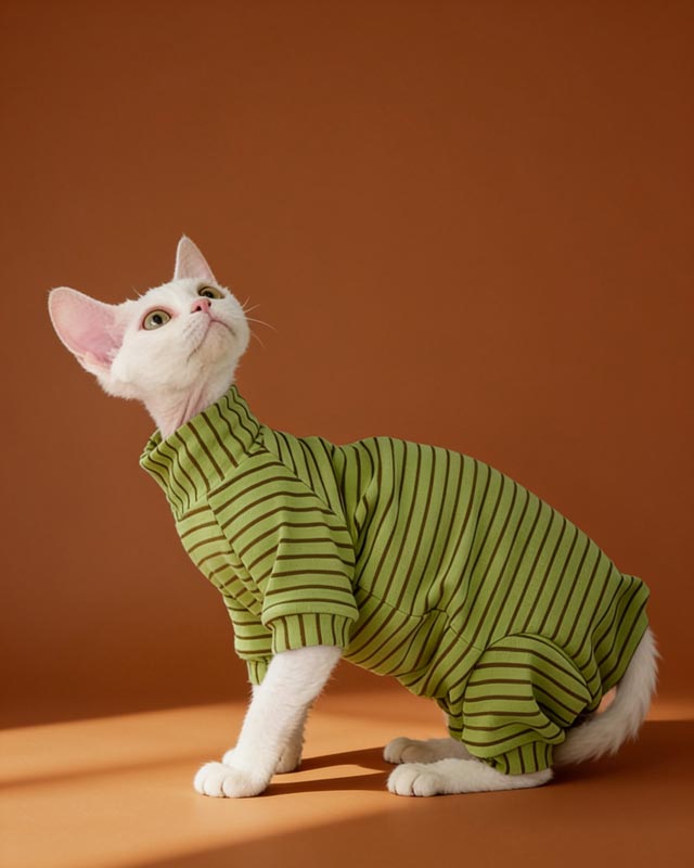 Velvet Striped Sphynx Cat Onesies Pajamas CityBear