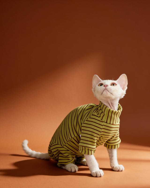 Velvet Striped Sphynx Cat Onesies Pajamas CityBear
