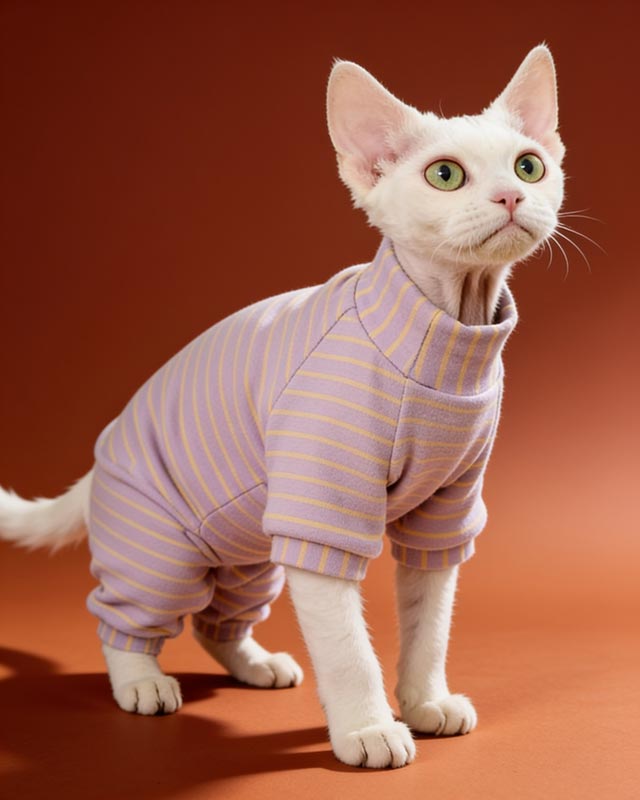 Velvet Striped Sphynx Cat Onesies Pajamas CityBear