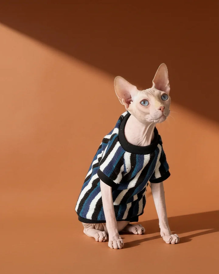 Vertical Striped Flannel Sphynx Cat Onesies and Sweaters CityBear