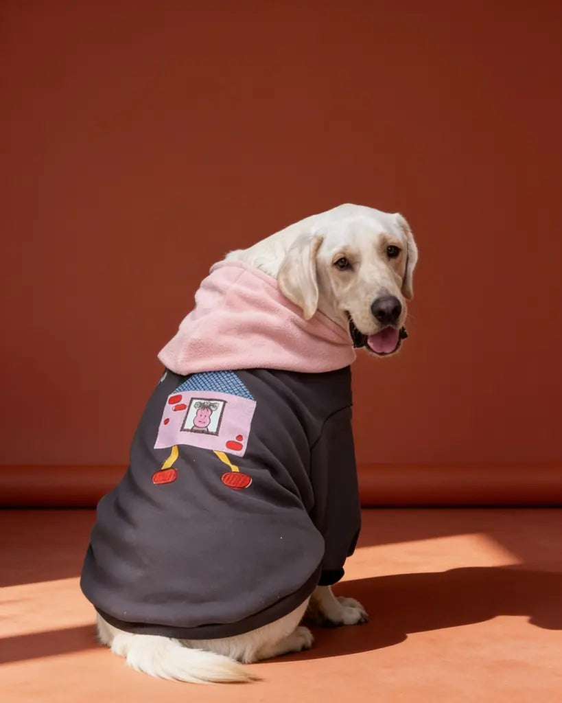 Walking House Fleece-Lined Cotton Pet Hoodie