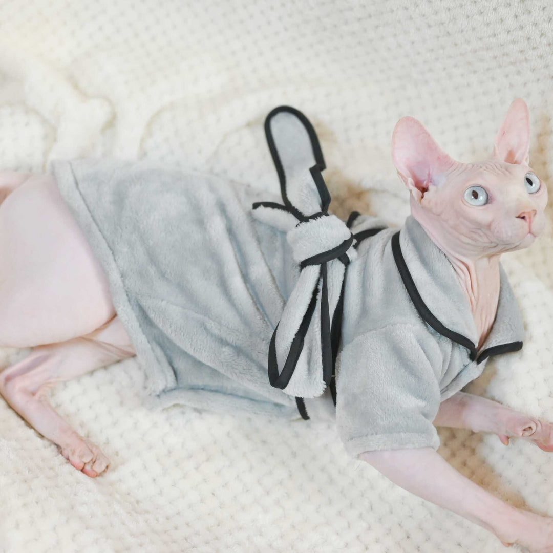 Sphynx Fleece Pajamas with Tie Sleepwear