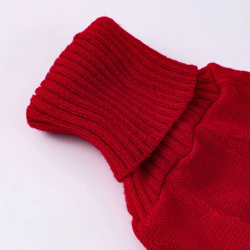 Chic Red Turtleneck Knitted Sweater for Italian Greyhound and Whippet CityBear