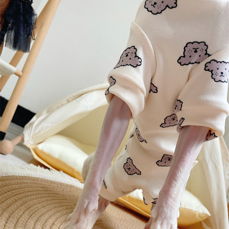 Cute Pup Cotton Sphynx Cat Onesies Pajamas