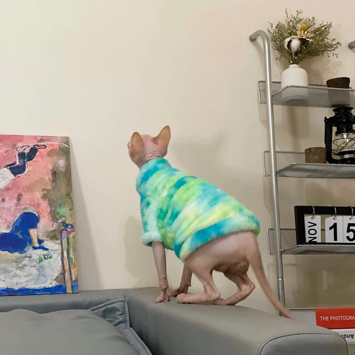 Tie Dye Sphynx Cat Fleece Onesies and Sweaters