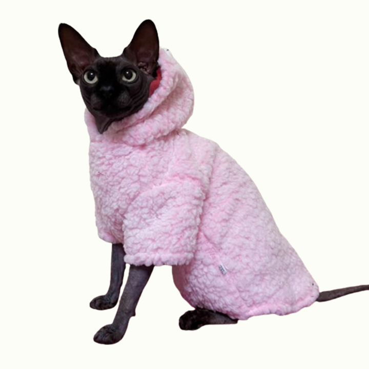 Pink Warm Fleece Sphynx Hoodie