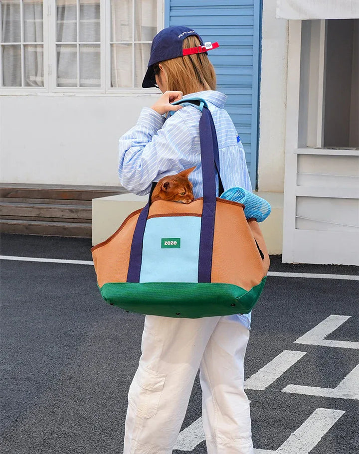 Zeze Color Block Pet Travel Tote Bag
