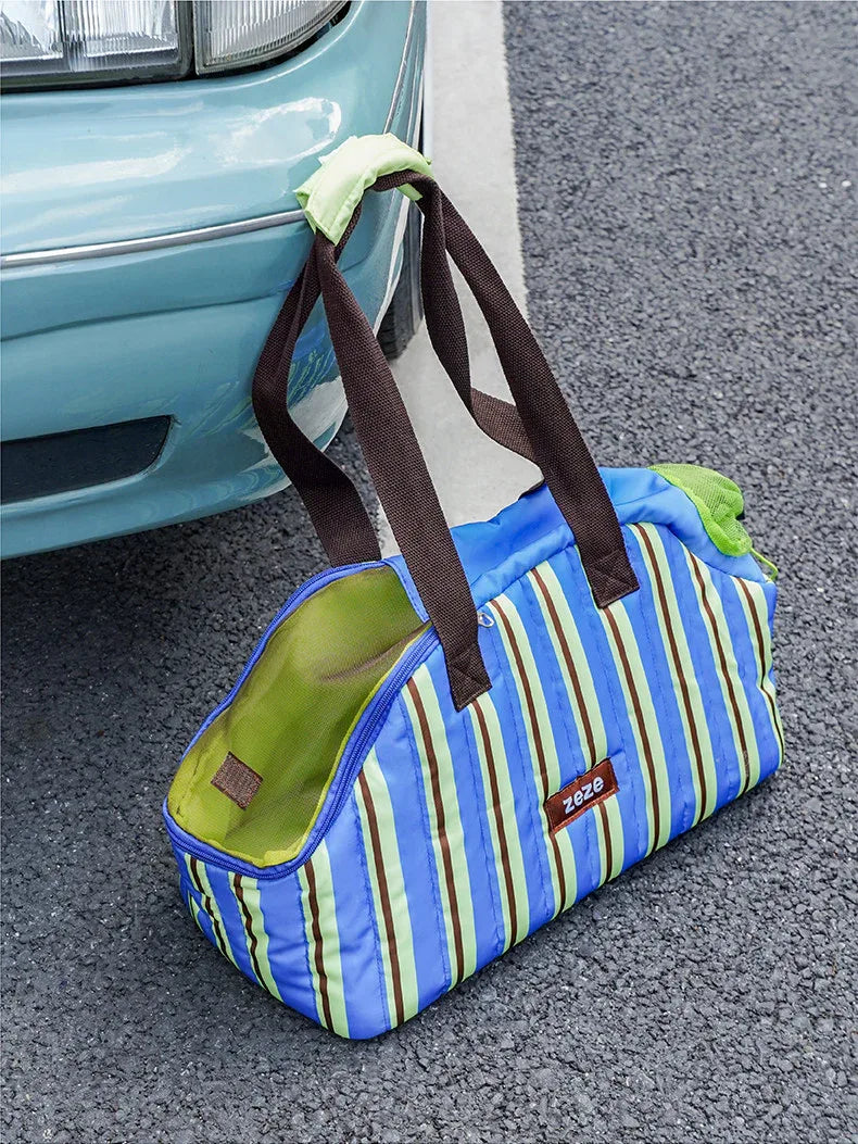 Zeze Urban Stripes Pet Travel Tote Bag in Blue