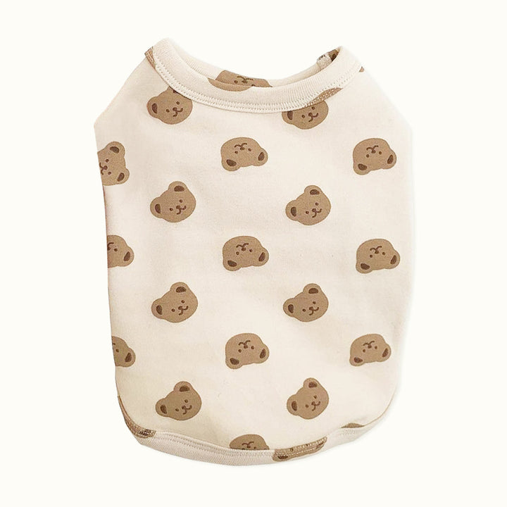 Bear Print Round Neck Pet Top