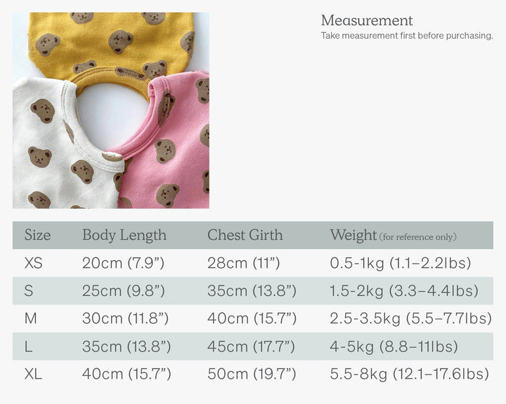 Bear Print Round Neck Pet Top